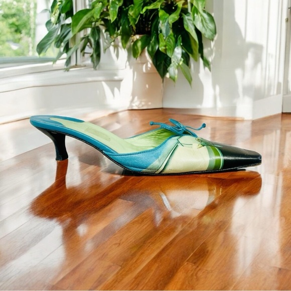 Icon Wearable Art Teal Green Mules Slides Shoes 8.5 - Picture 13 of 14